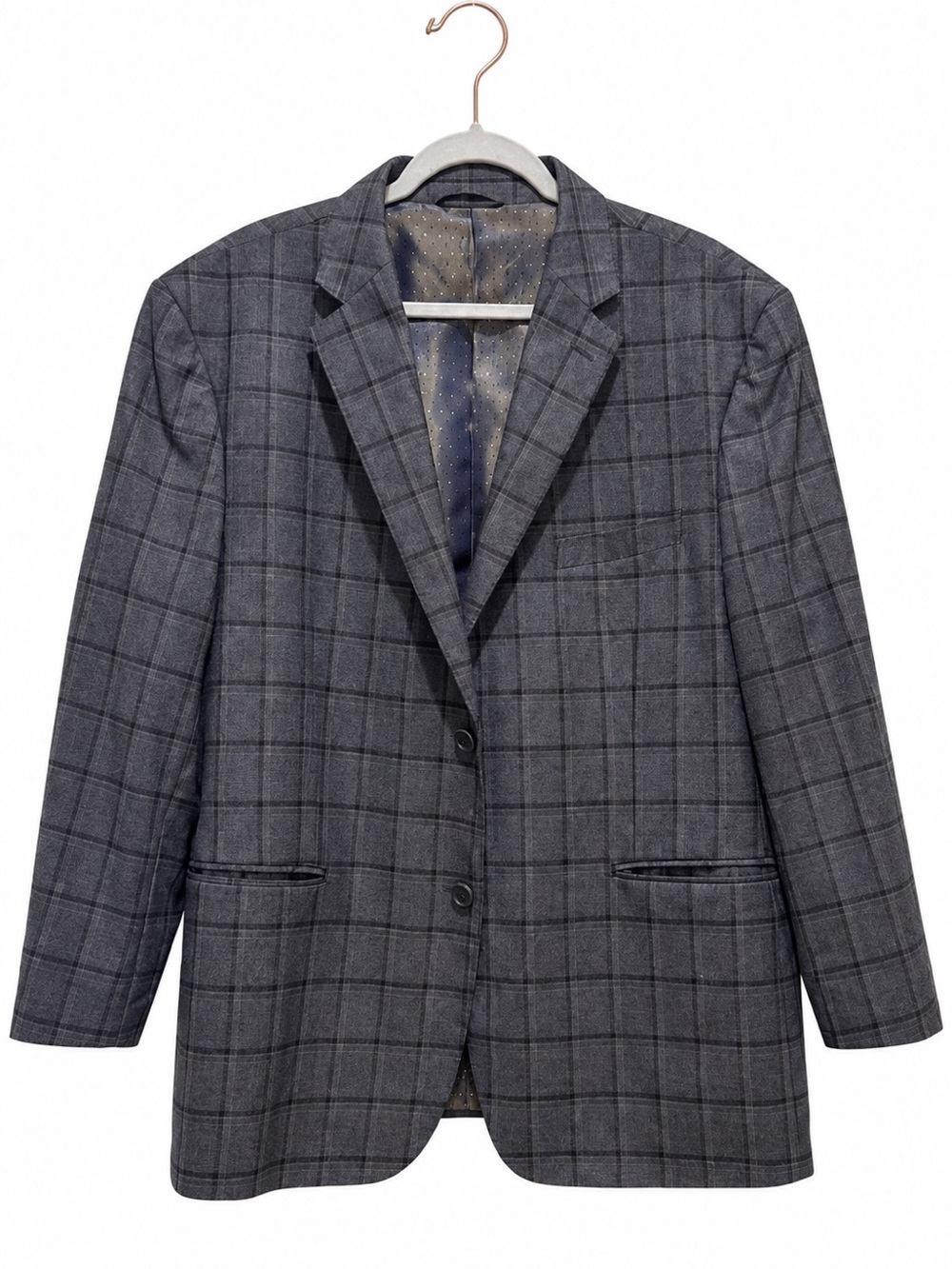 Antonio Cardinni 48R Super 150’s Wool Silk Blend Gray Plaid Blazer